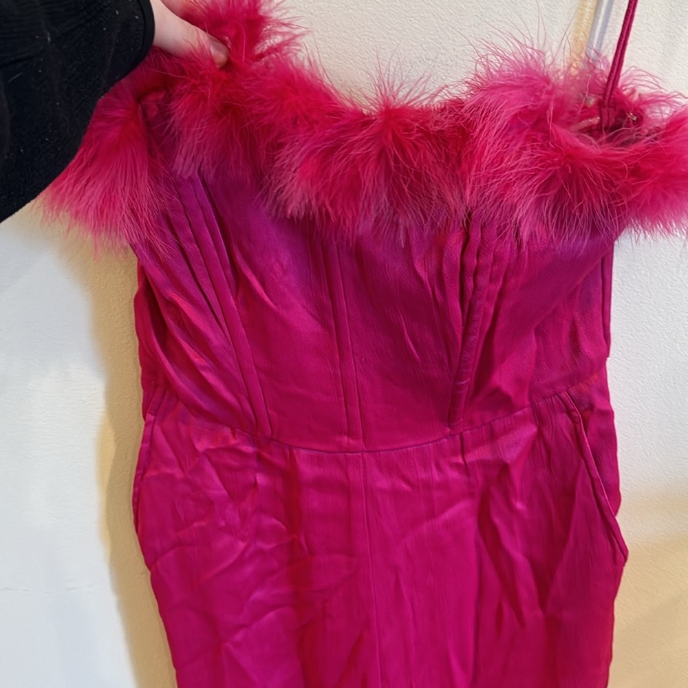 SAYLOR Raya Faux Feather-Trimmed Satin Jumpsuit small - Picture 8 of 12